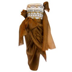 Retro Givenchy Haute Couture silk beaded Gown with shawl