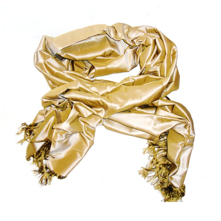 Ralph Rucci Couture oversized silk frinfed evening wrap scarf