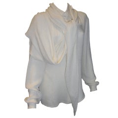 CHADO RALPH RUCCI  Hammered Silk Blouse with huge Scarf