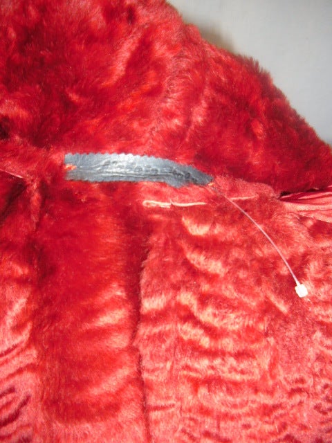 VALENTINO  Red Short Swing Shearling Coat 4