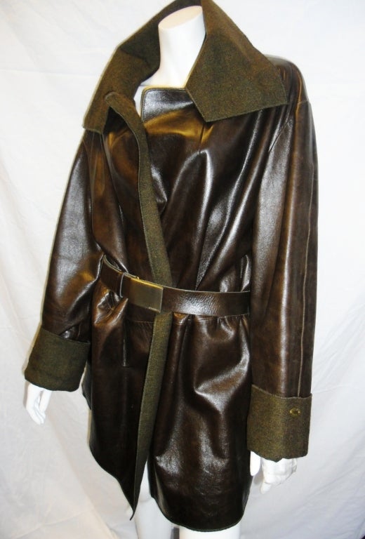 Chanel Leather and Cashmere Belted Coat 3