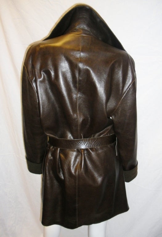 Chanel Leather and Cashmere Belted Coat 4