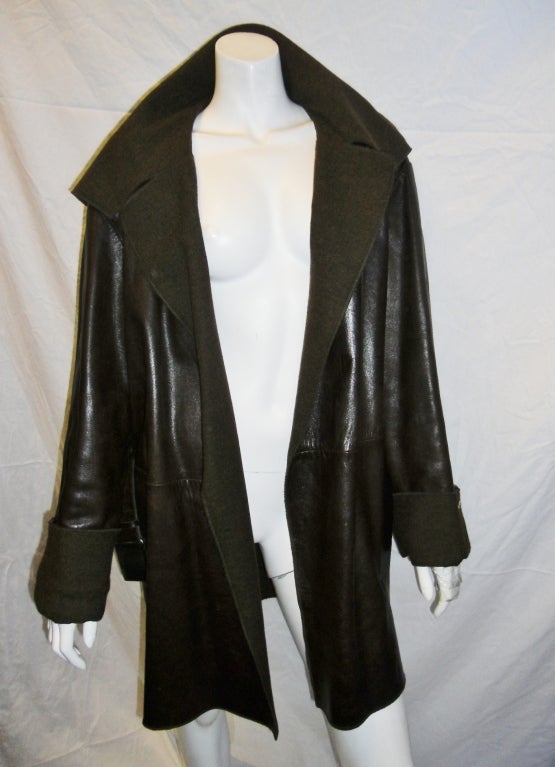 Chanel Leather and Cashmere Belted Coat 5