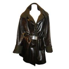 Chanel Leather and Cashmere Belted Coat