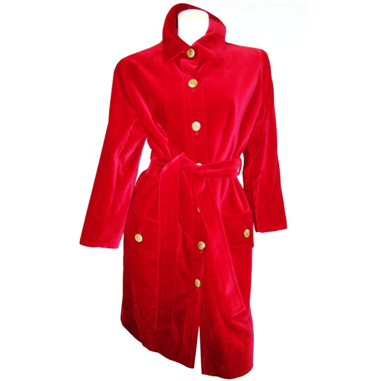 Yves Saint Laurent Blue Coat with Black Velvet Collar