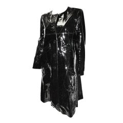 Chanel Patent Leather Fur Lined Coat Coll 2001
