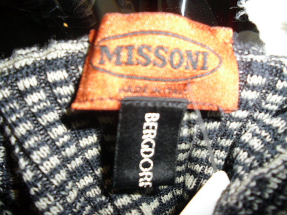 Missoni Vintage Black and White knit Tweed Turtle Neck Dress For Sale 1
