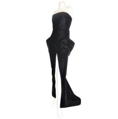 Christian Dior 1986 Haute  Couture Black  Velvet Strapless Gown