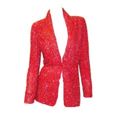 Vintage Giorgio Armani Red Beaded  Evevning Jacket