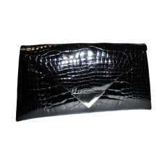 Cathy Hardwick Haute couture Alligator clutch with Silver tip