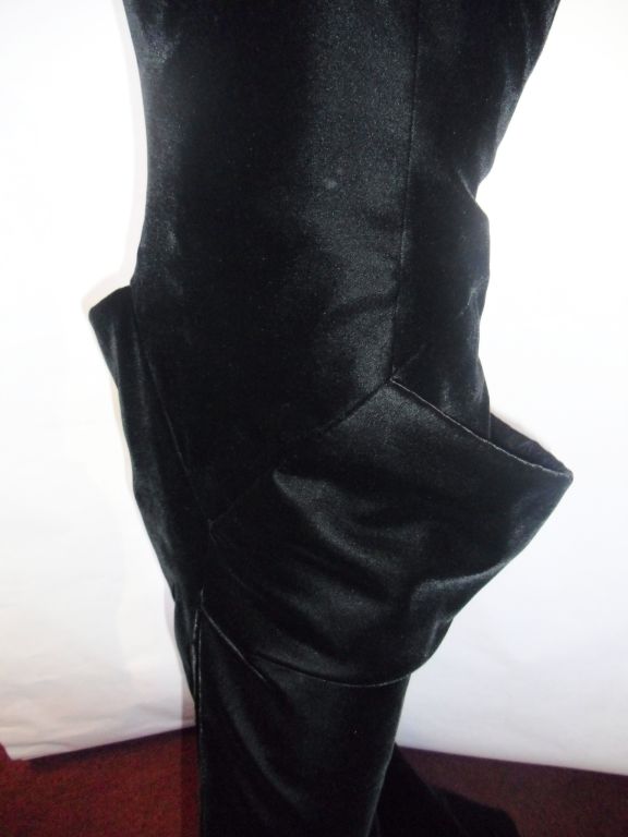 Christian Dior 1986 Haute  Couture Black  Velvet Strapless Gown 1