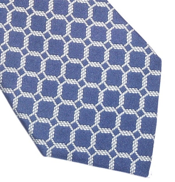 Blue and white Hermes Vintage silk Tie 