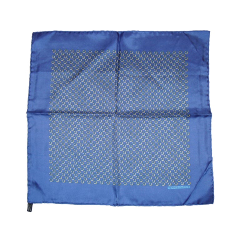Hermes Blue Nautical print Pocket squ are