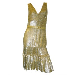 Elie Saab Gold Sequin "The Great Gatsby" Evening Dress