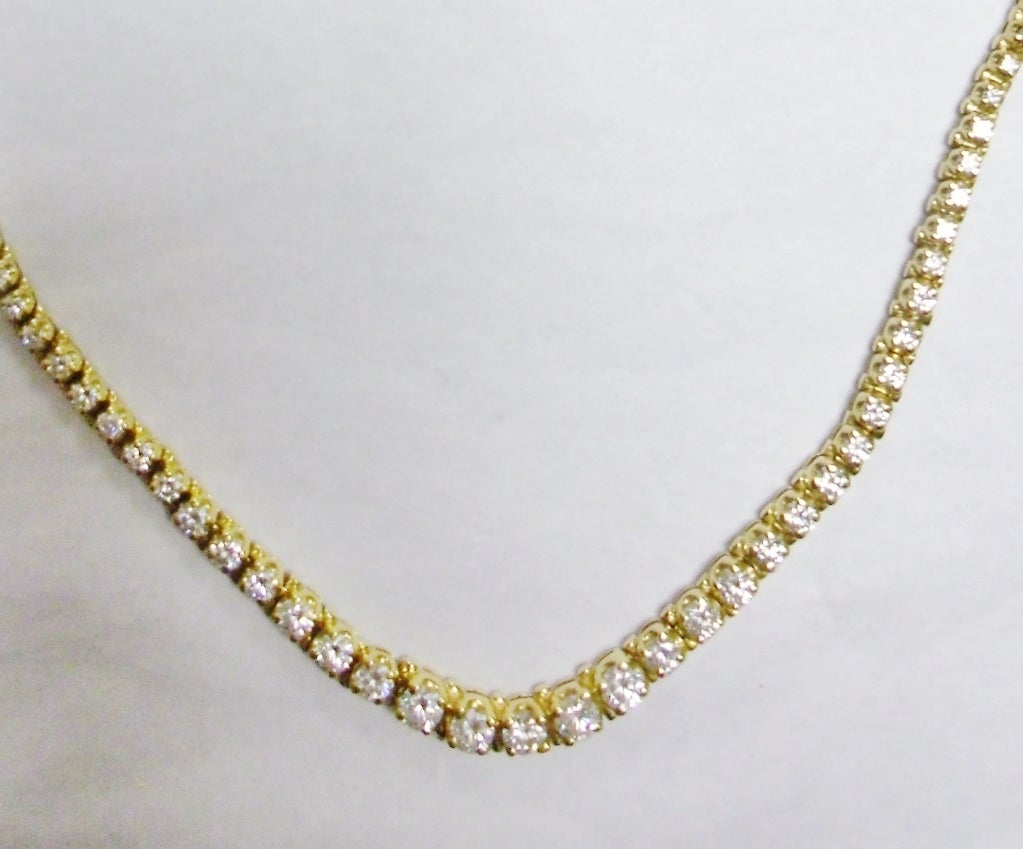 Vintage 125 Diamonds Tennis Necklace 18K 1