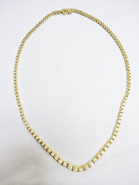 Vintage 125 Diamonds Tennis Necklace 18K 4