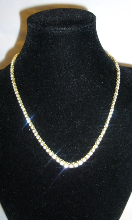 Vintage 125 Diamonds Tennis Necklace 18K 5