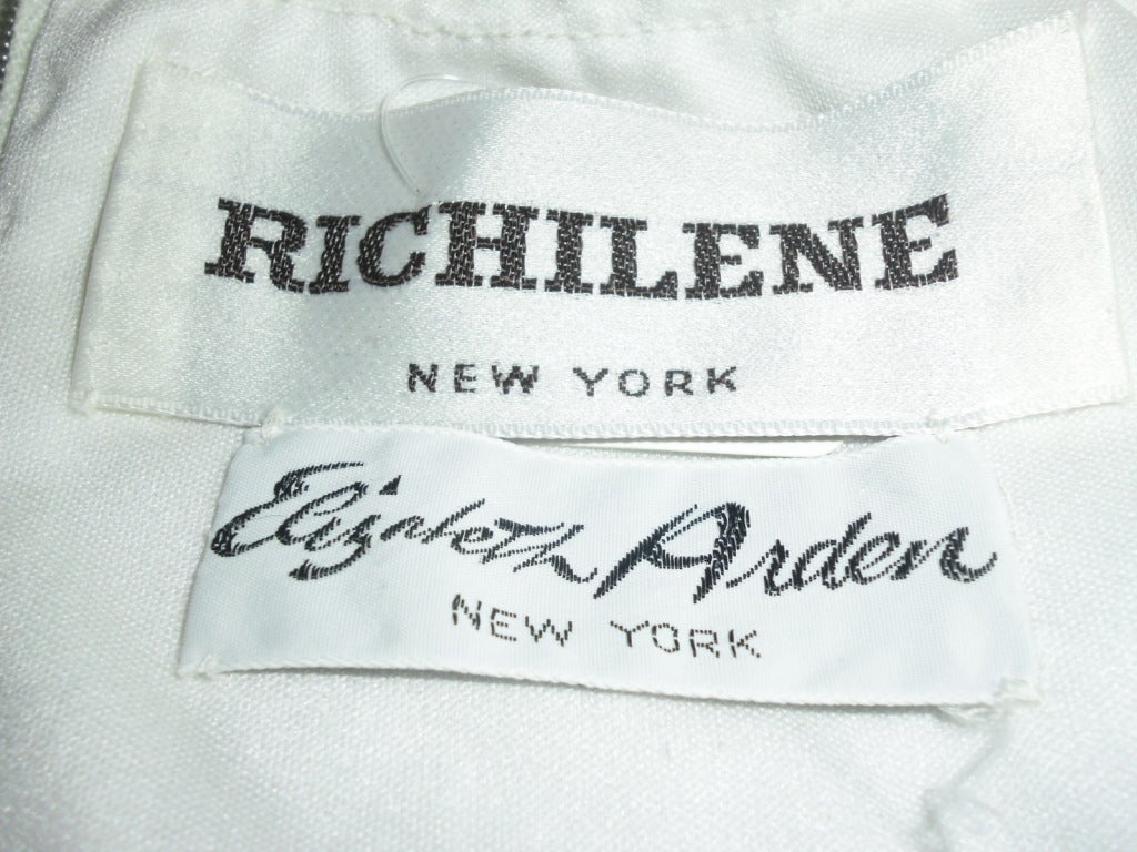 Richilene Elizabeth Arden White Teared Pleated gown 1960's For Sale 1