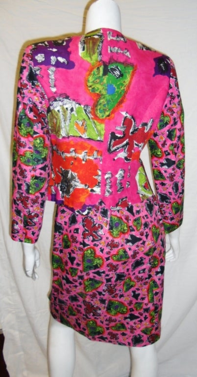 Christian Lacroix rare Deck of Hearts skirt suit w Glass Hearts For Sale 1