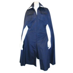 Oscar De la Renta Rare Vintage  Navy Blue Rain Cape Coat