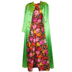 Malcolm Starr Rare Silk Opera Coat & Floral Jumper Gown 1960's