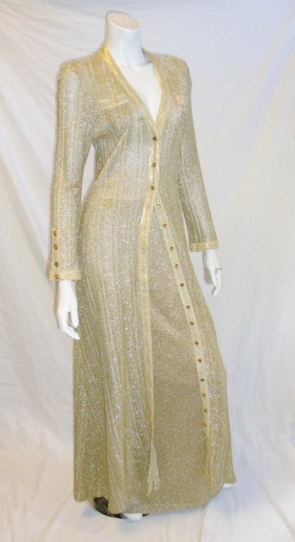 Geoffrey Beene  Gold knit  Duster Coat &Skirt Evening Ensemble In Excellent Condition In New York, NY