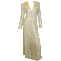 Vintage Geoffrey Beene  Gold knit  Duster Coat &Skirt Evening Ensemble