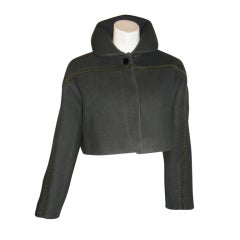 Alaia Wool Cashmere bolero Jacket w Leather Braids