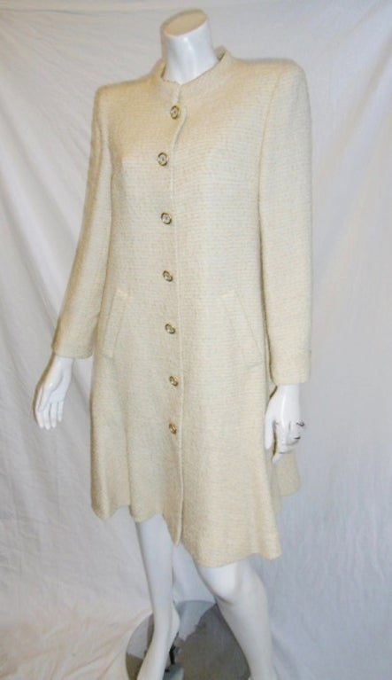 Chanel Ivory Button down Coat Sz 38 at 1stDibs