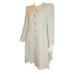 Chanel Ivory Button down Coat Sz 38 at 1stDibs