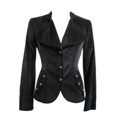 Dolce & Gabbana Military Style Black Velvet Jacket Blazer
