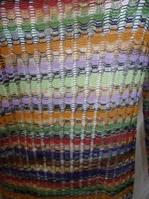 Women's Missoni rainbow column  crochet knitted long sleeve top 1980's For Sale