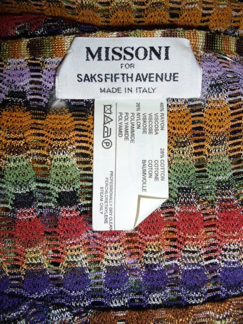 Missoni rainbow column  crochet knitted long sleeve top 1980's For Sale 2