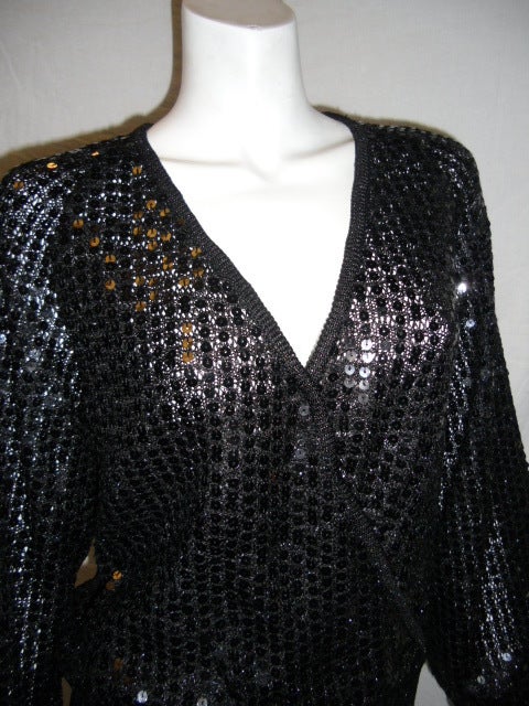 Gorgeous Missoni black  sequent crochet Cris -cross top NEW For Sale 1