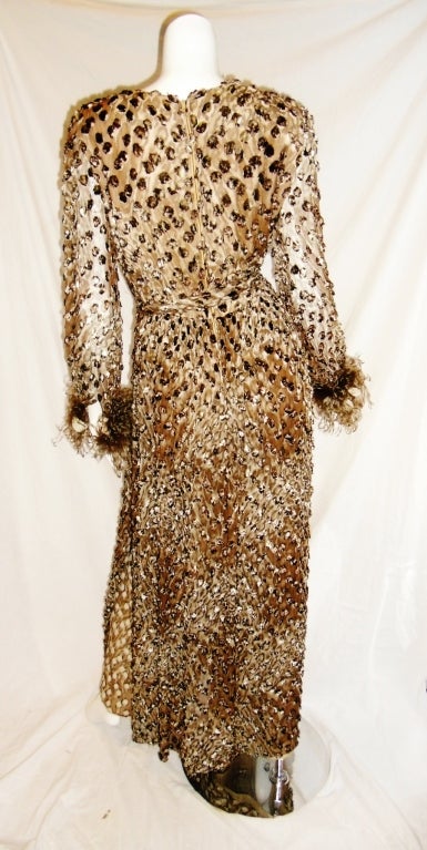 Oscar De la Renta Leopard  Jumpsuit Gown  1970 One of a Kind For Sale 2