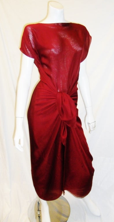 Zoran silk double chiffon wrap dress In New Condition In New York, NY