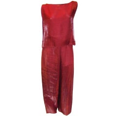 Zoran Red  linen Top and Pants set