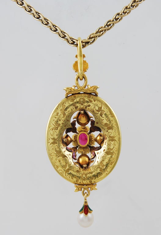 Rare Victorian "Holbeinesque" Pendant on Chain