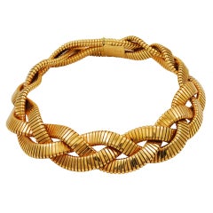 Tubogas Flexible 3-Strand Woven Gold Necklace