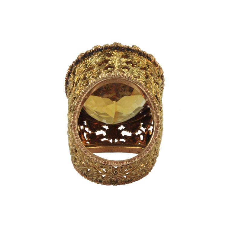Fabulous 18KT yellow gold citrine ring, signed 
