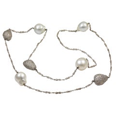 Baroque Pearl and Diamond Paved Baroque Nugget Necklace