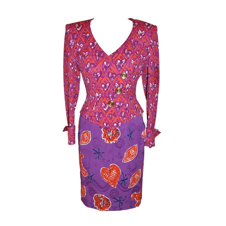 Rare Christian Lacroix multi-colored "Hearts" Holiday suit