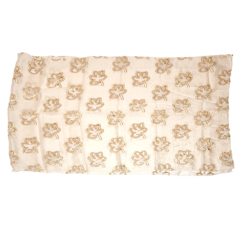 Sciarpa in seta e chiffon con accenti dorati e metallici