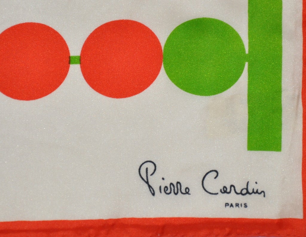 Women's Pierre Cardin Bold Green & Red dot scarf For Sale