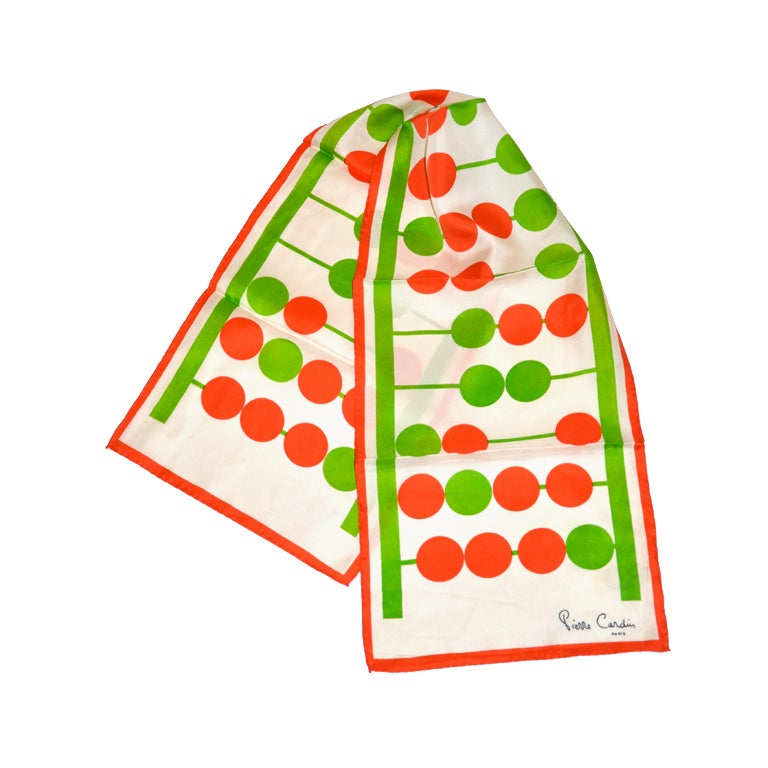 Pierre Cardin Bold Green & Red dot scarf For Sale