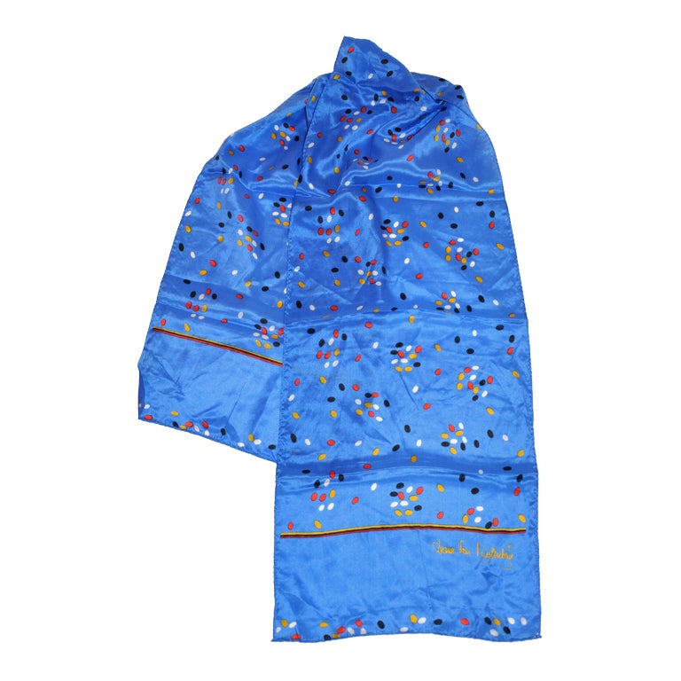 Diane von Furstenberg blue with multicolor "eggs" silk scarf For Sale