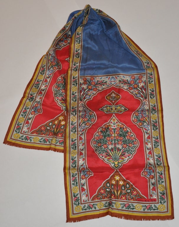 Oscar de la Renta's multicolor floral silk scarf measures 11