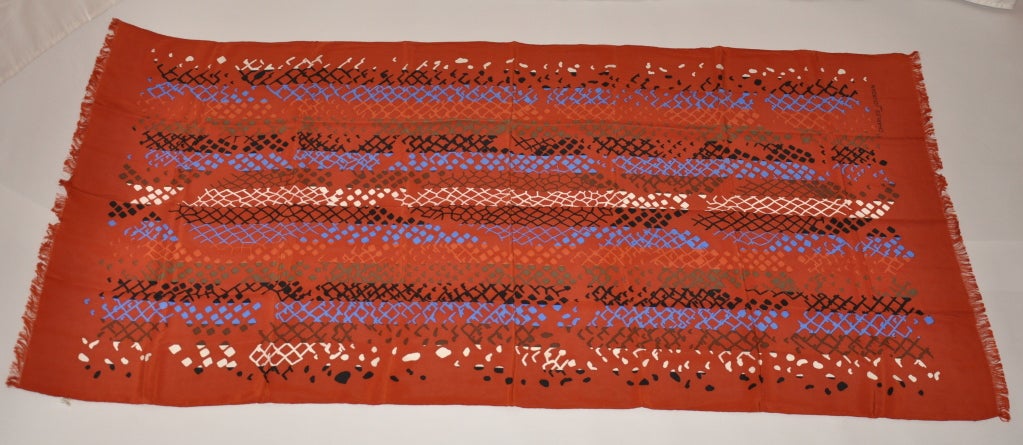 Charles Jourdan huge multicolor crepe de chine scarf For Sale