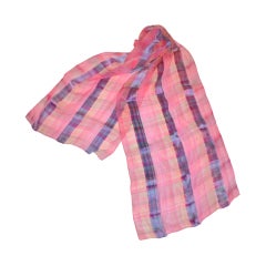 Écharpe fuchsia avec panneaux de mousseline de soie et de soie