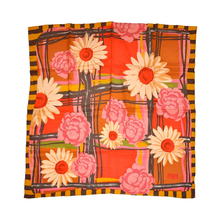 Christian Lacroix multicolor floral print silk scarf For Sale